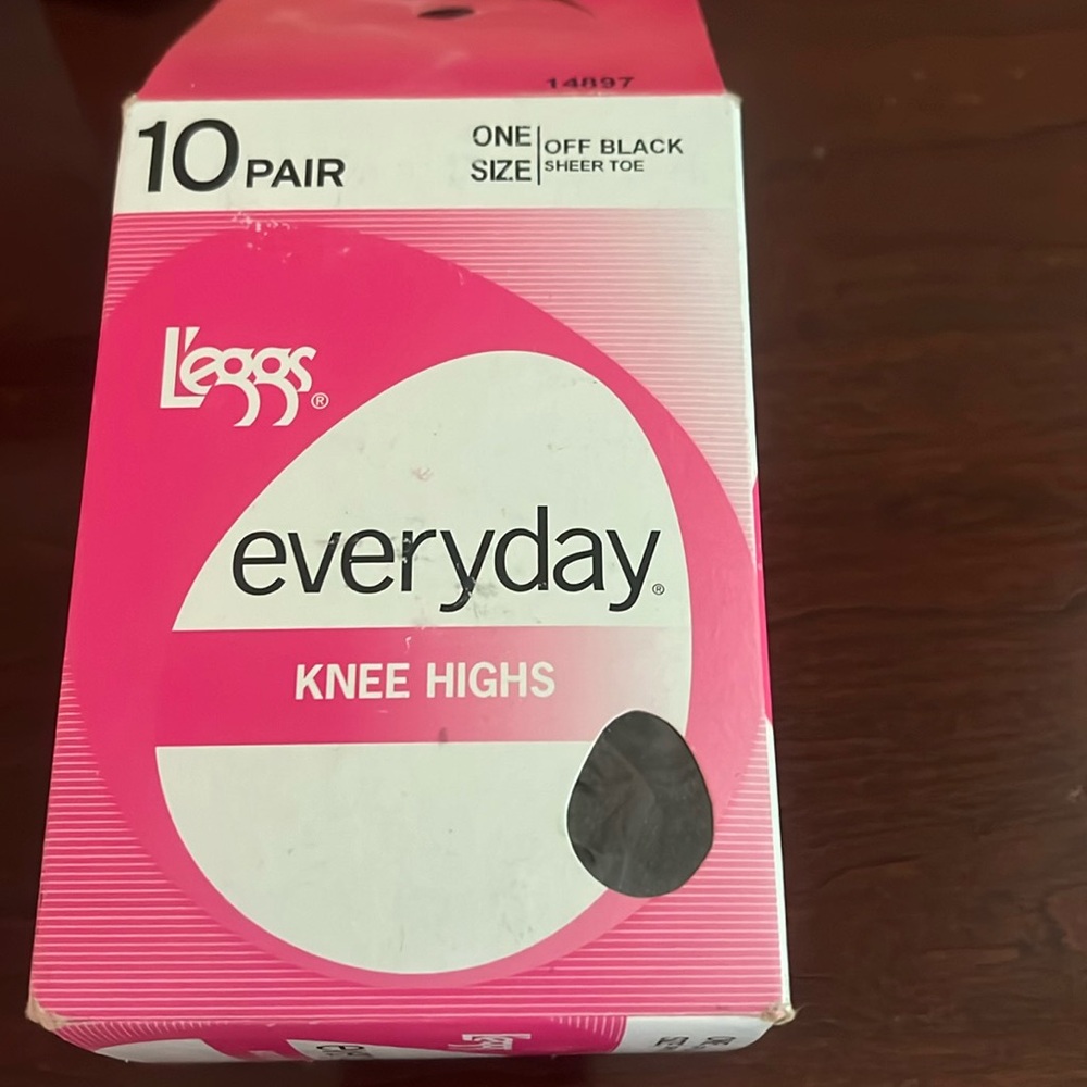 L’eggs off black sheer toe knee highs pack of 8